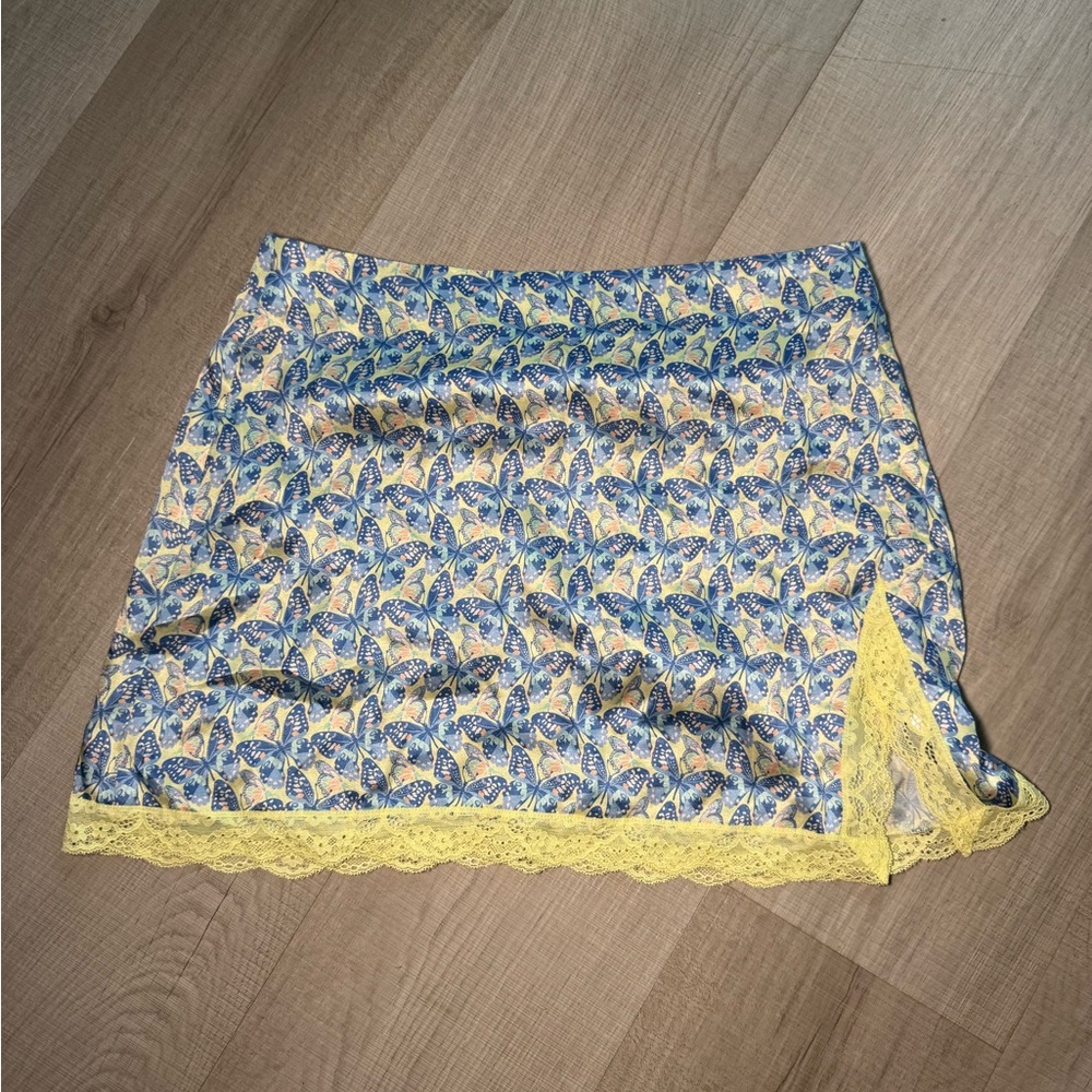 Frankie's Bikinis Yellow and Blue Mini Skirt
